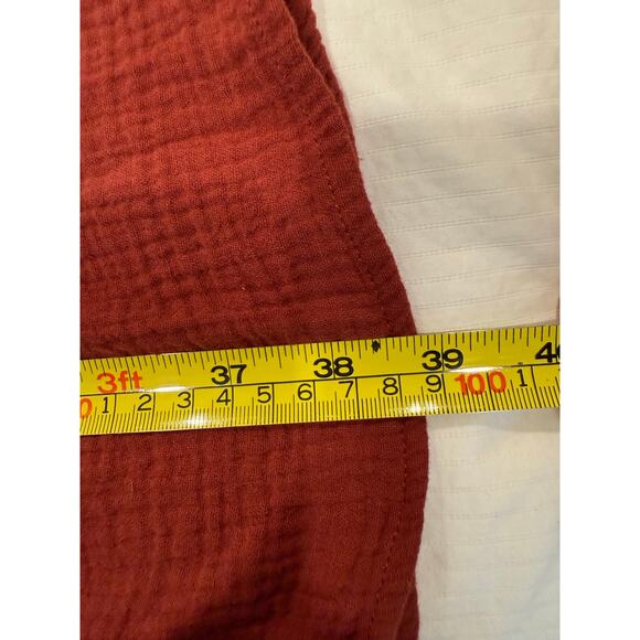 The Main Street Exchange Shirt Dress Womens Medium Rust Red 100% Cotton Crinkle - Picture 9 of 10